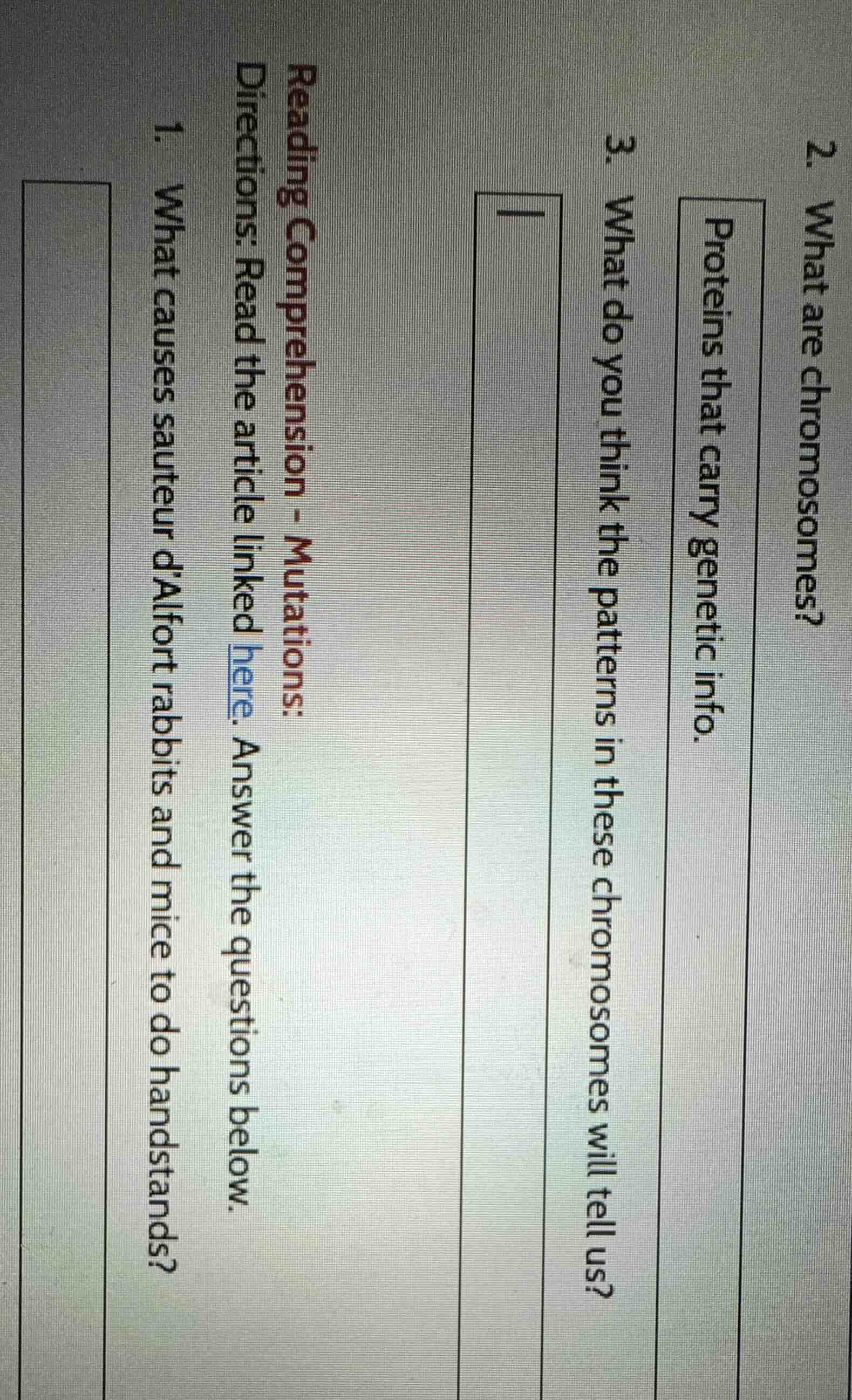 reading comprehension - mutations: directions: read the article linked …