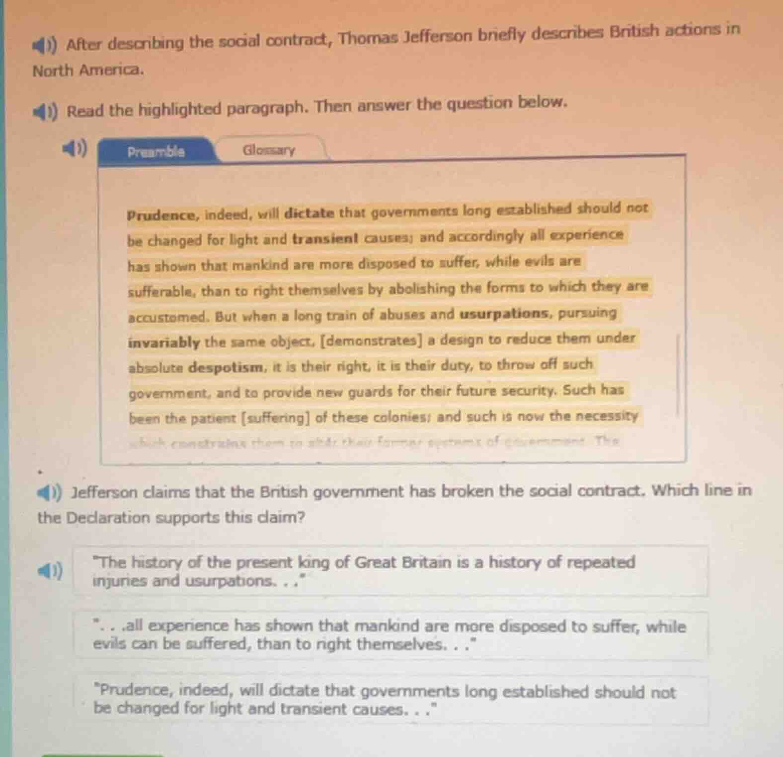 after describing the social contract, thomas jefferson briefly describe…