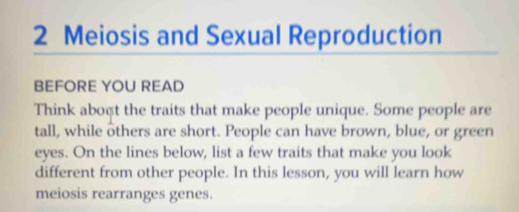 2 meiosis and sexual reproduction before you read think about the trait…