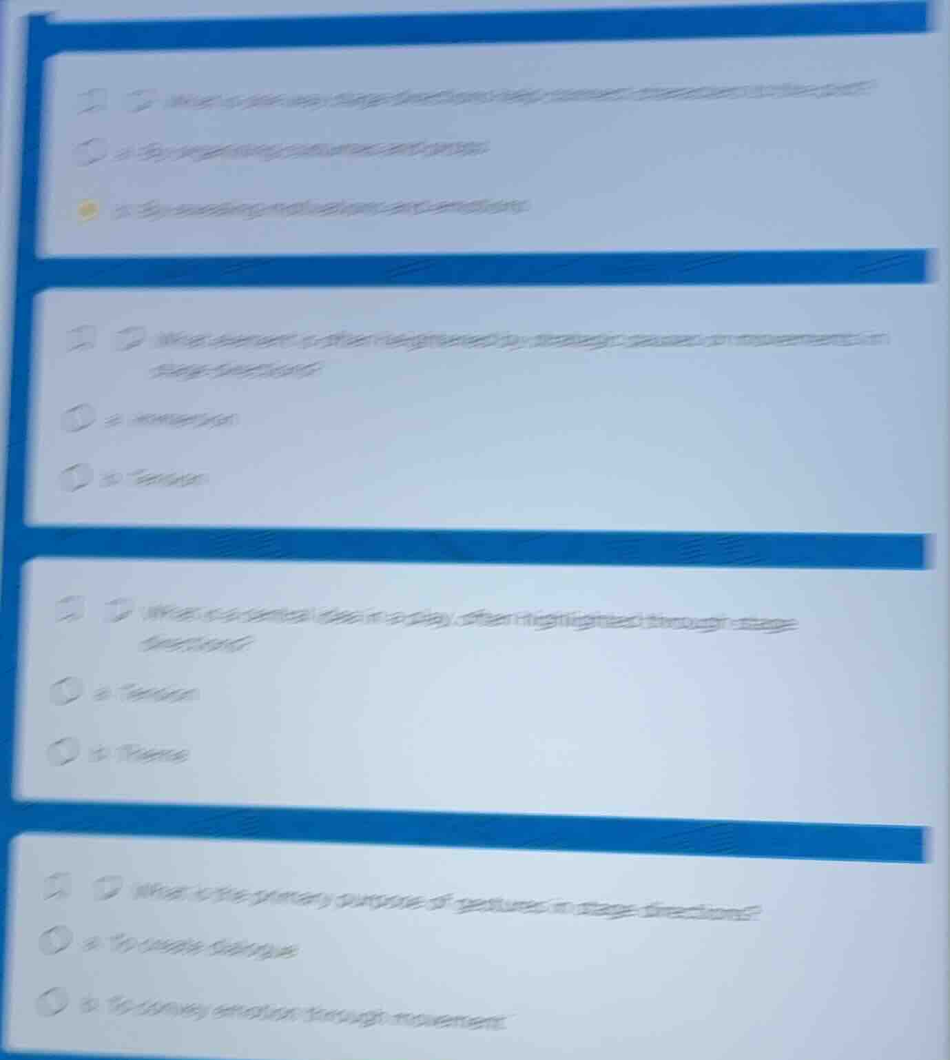what is one way stage directions help connect characters to the plot? a…