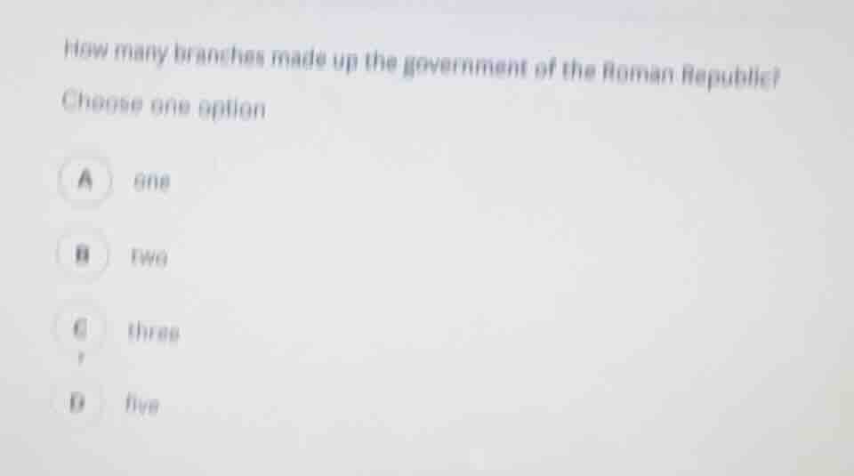how many branches made up the government of the roman republic? choose …