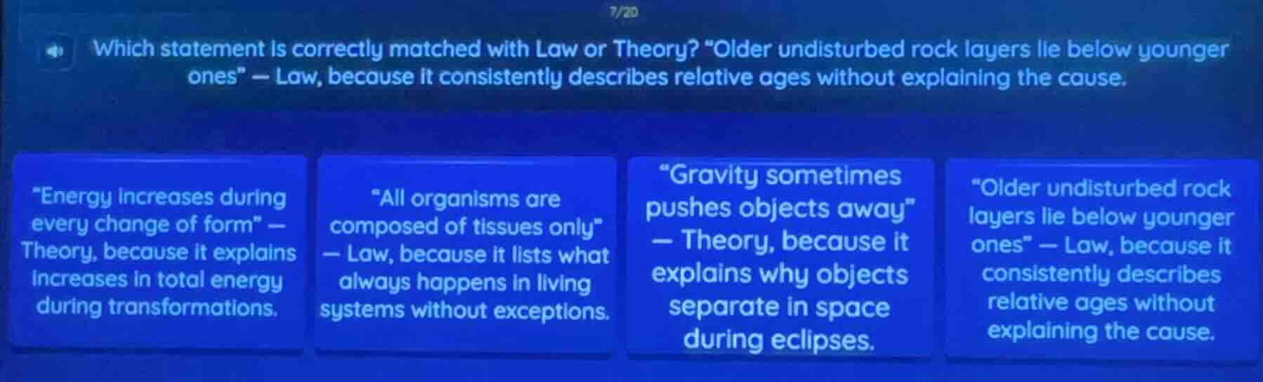 which statement is correctly matched with law or theory? \older undistu…