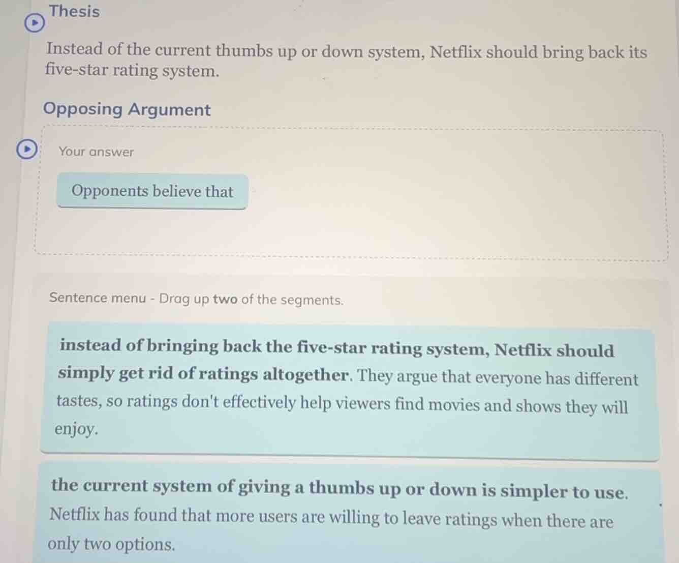 thesis instead of the current thumbs up or down system, netflix should …