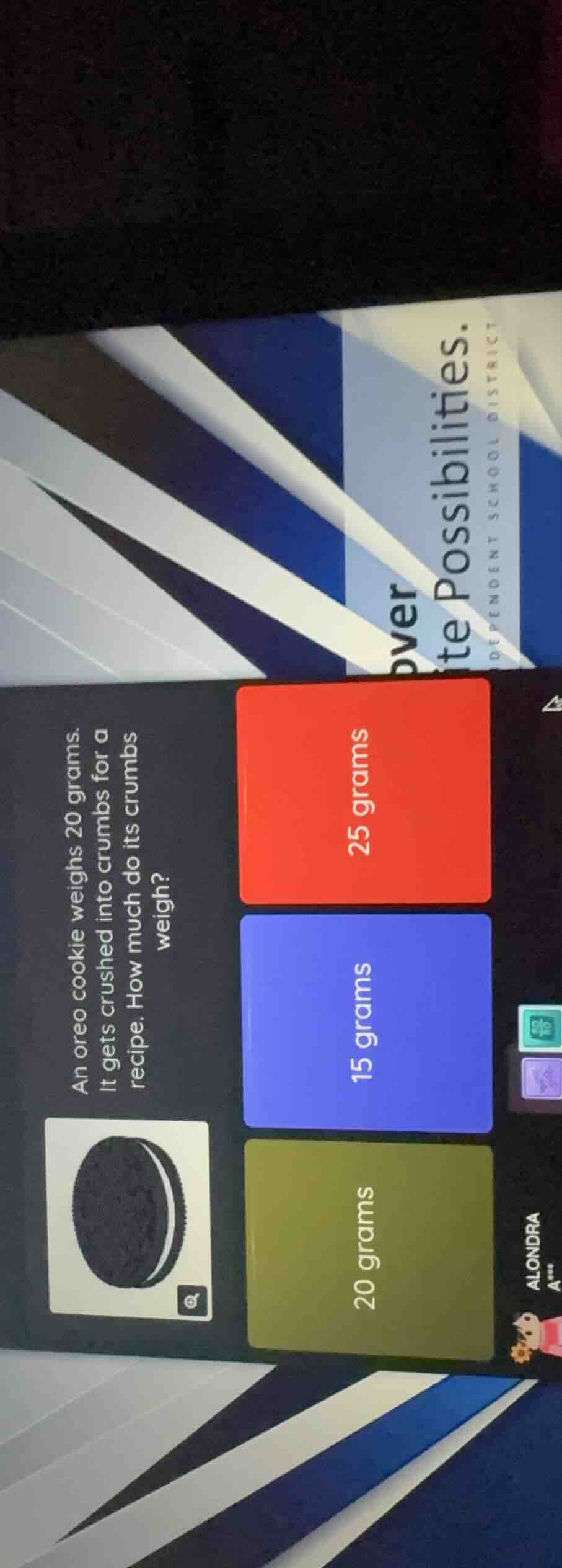 an oreo cookie weighs 20 grams. it gets crushed into crumbs for a recip…