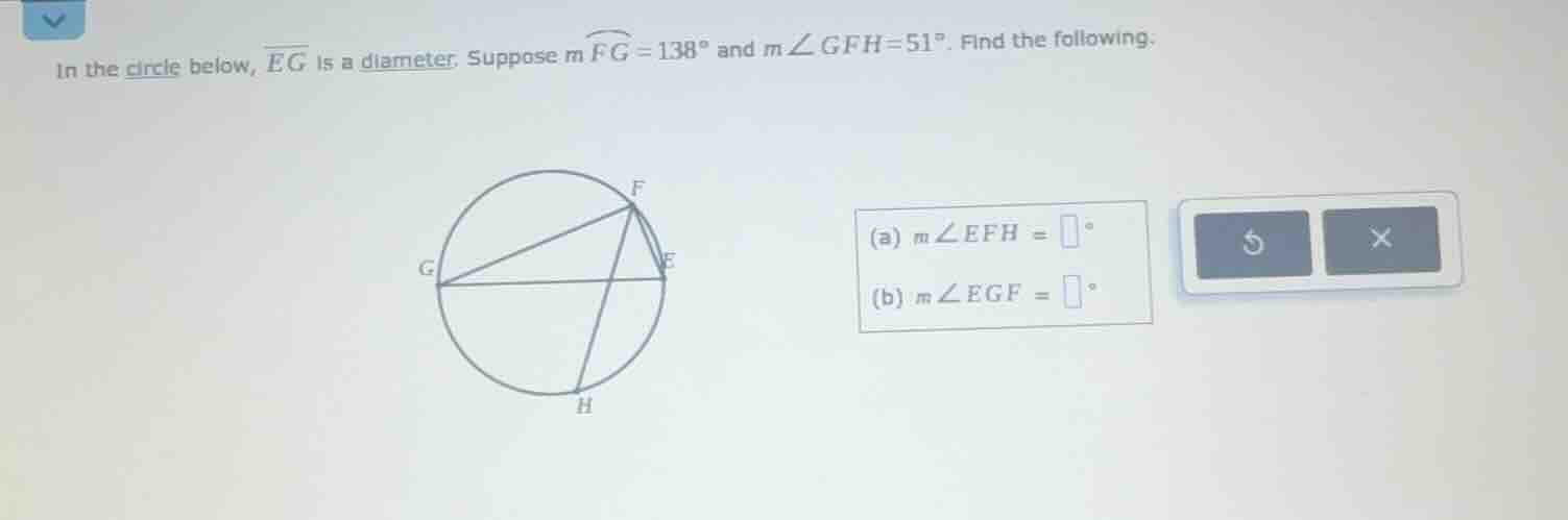 in the circle below, \\(\\overline{eg}\\) is a diameter. suppose \\(m\\…