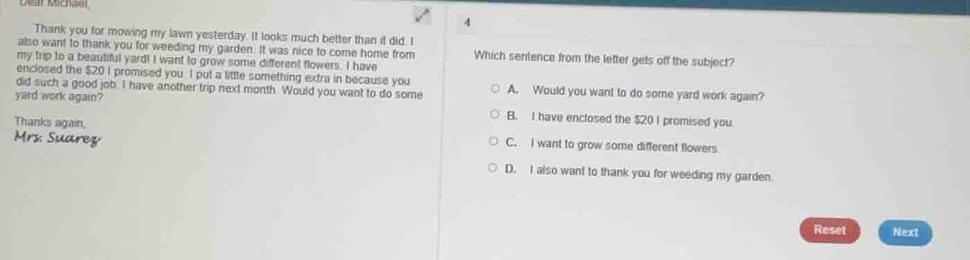 dear michael, thank you for mowing my lawn yesterday. it looks much bet…