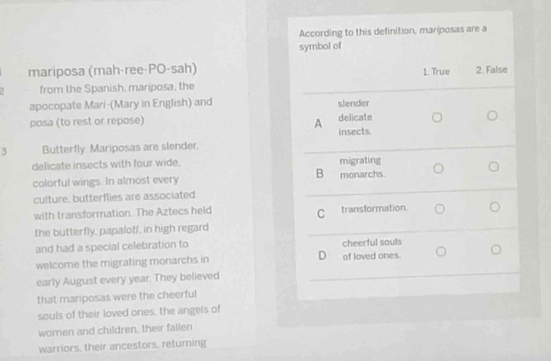 mariposa (mah-ree-po-sah) from the spanish, mariposa, the apocopate mar…