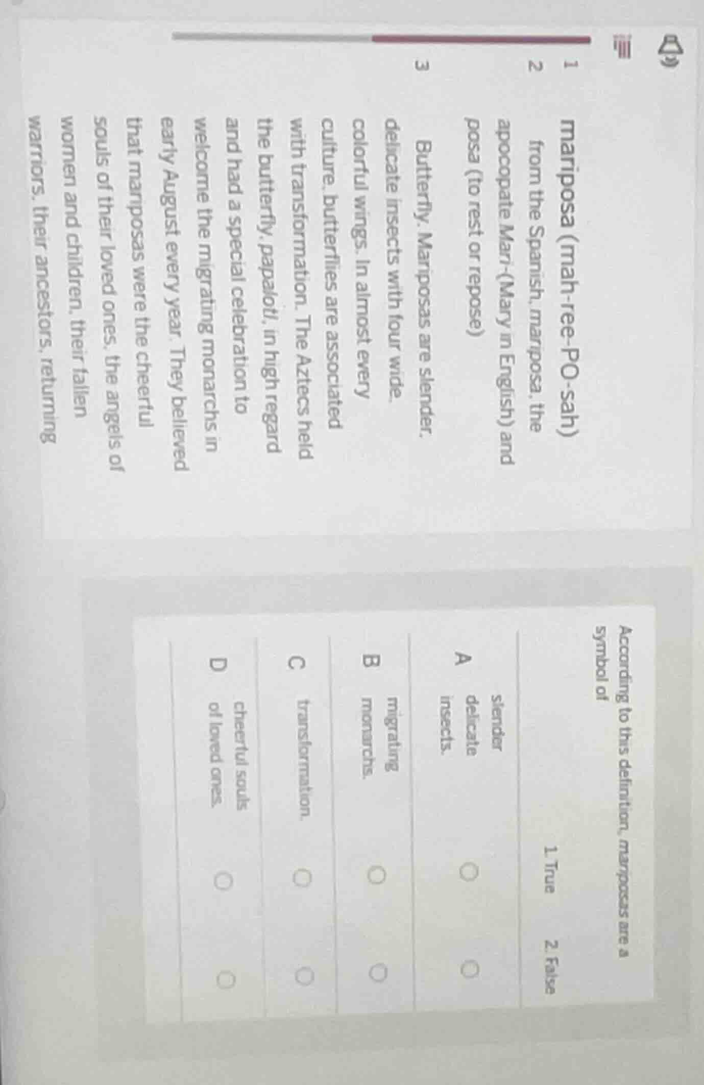 mariposa (mah - ree - po - sah) from the spanish, mariposa, the apocopa…