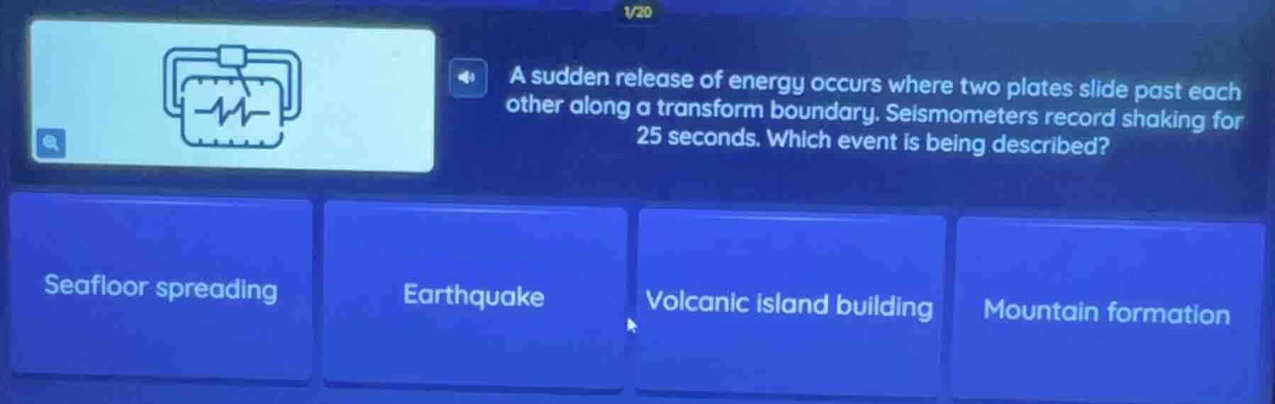 a sudden release of energy occurs where two plates slide past each othe…