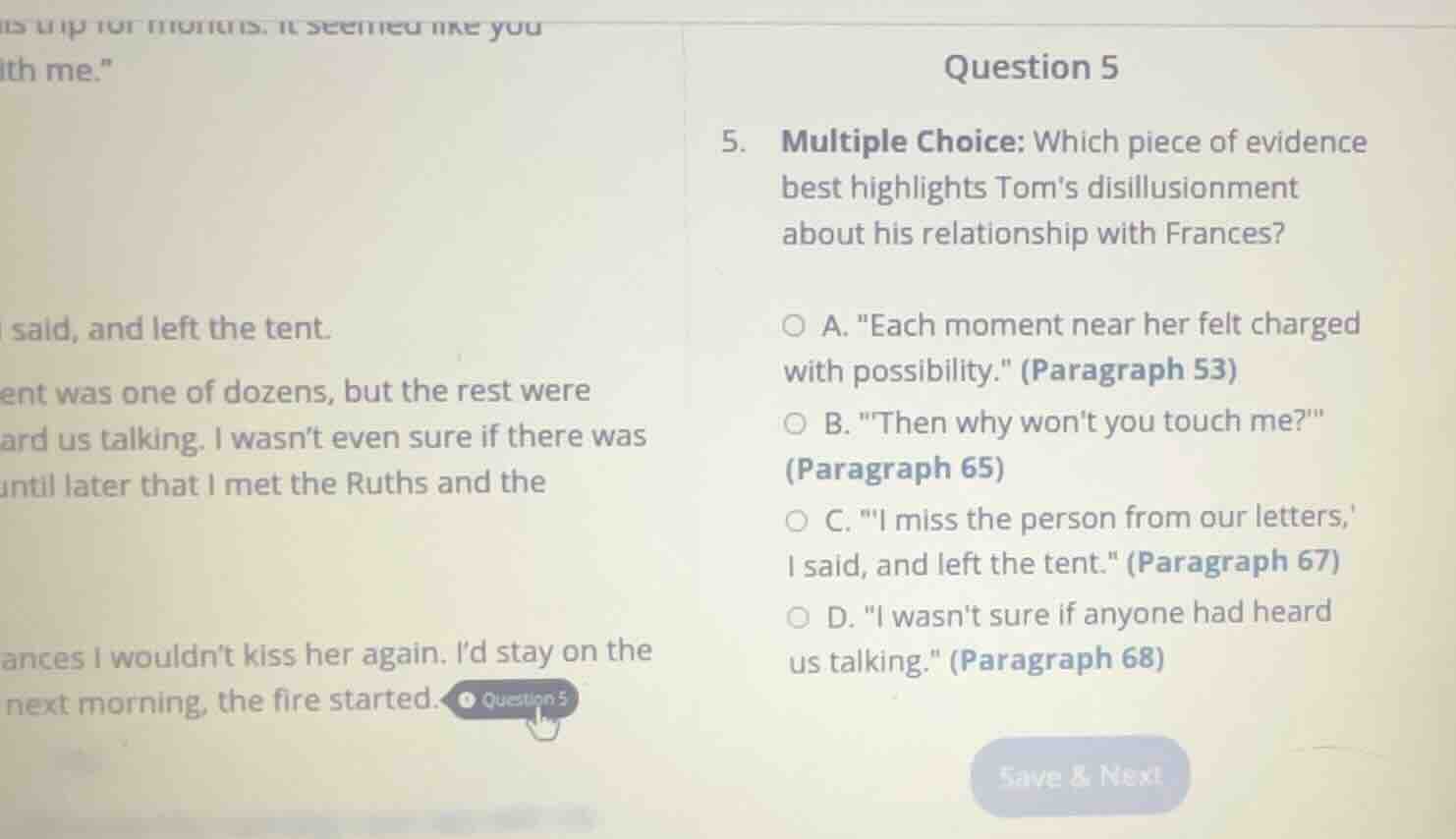 question 5 5. multiple choice: which piece of evidence best highlights …