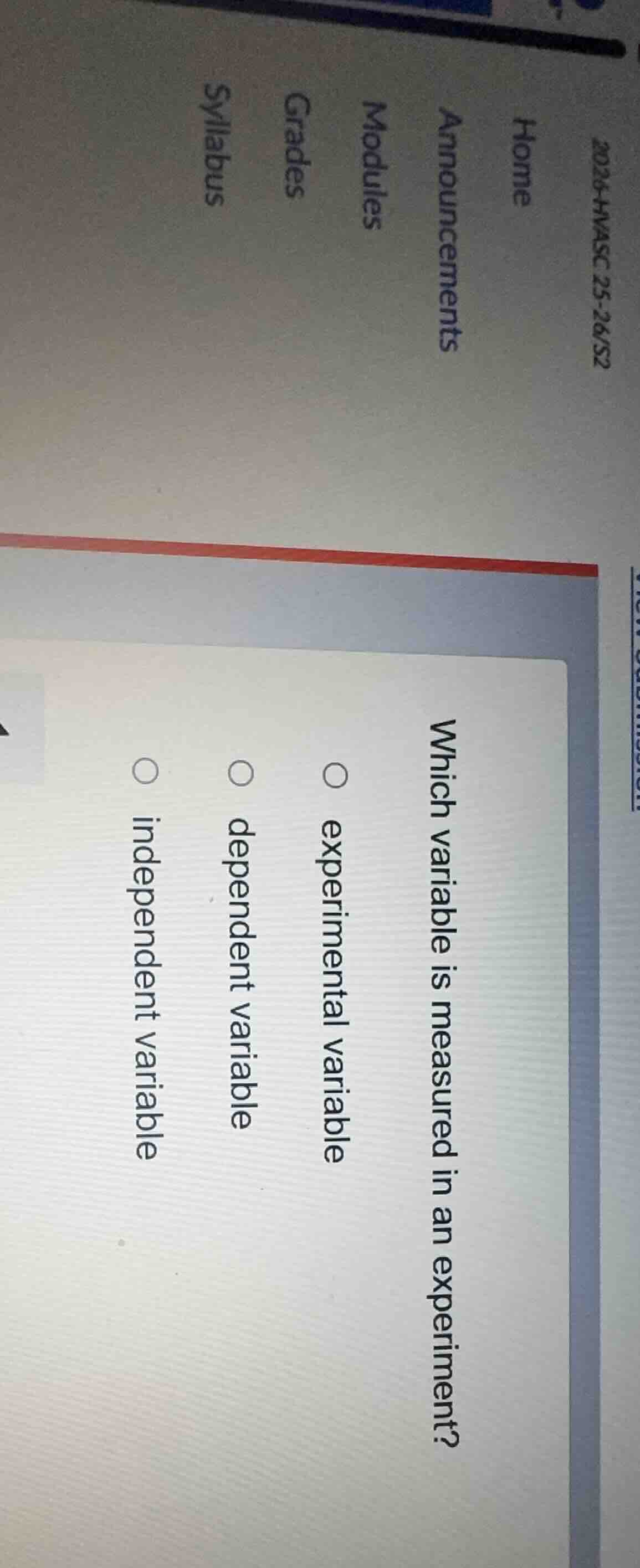 which variable is measured in an experiment? experimental variable depe…