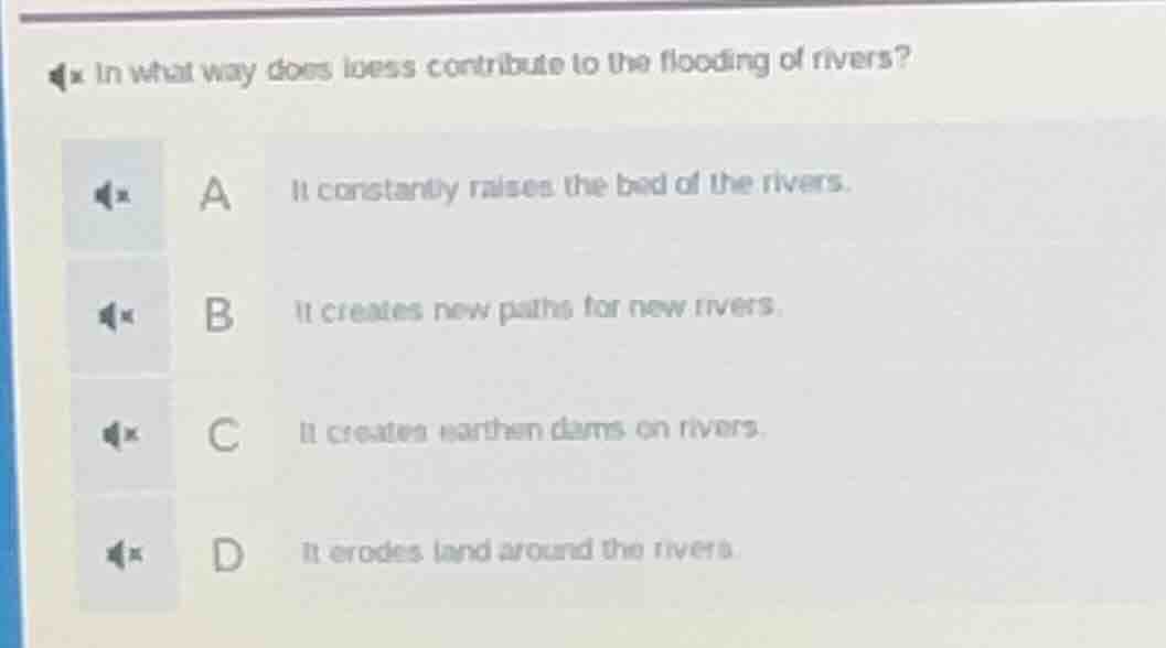 in what way does loess contribute to the flooding of rivers? a it const…