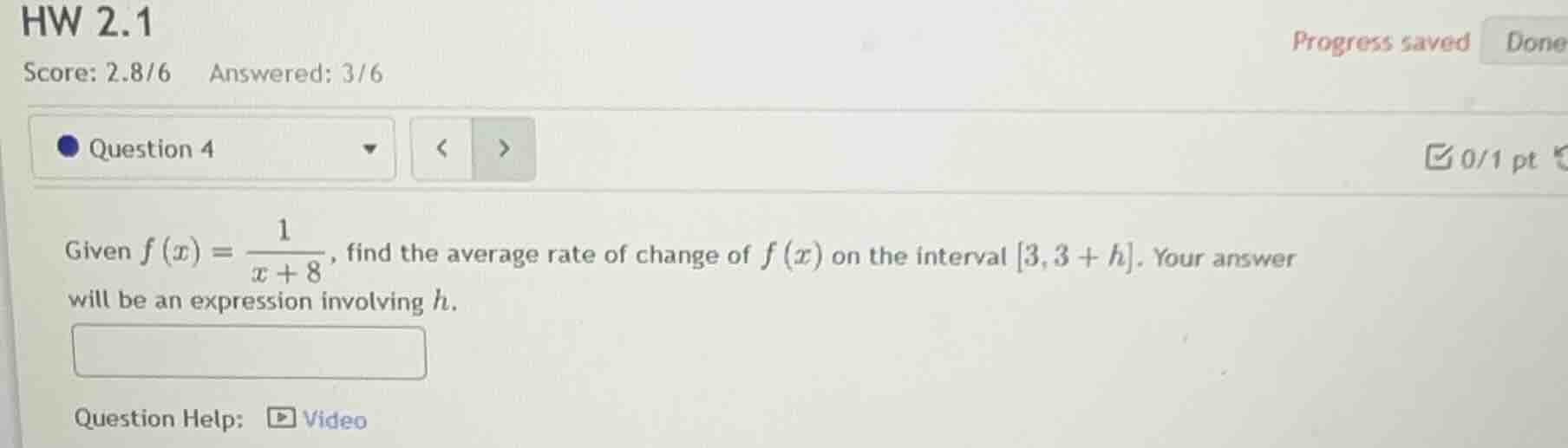 given $f(x)=\frac{1}{x + 8}$, find the average rate of change of $f(x)$…