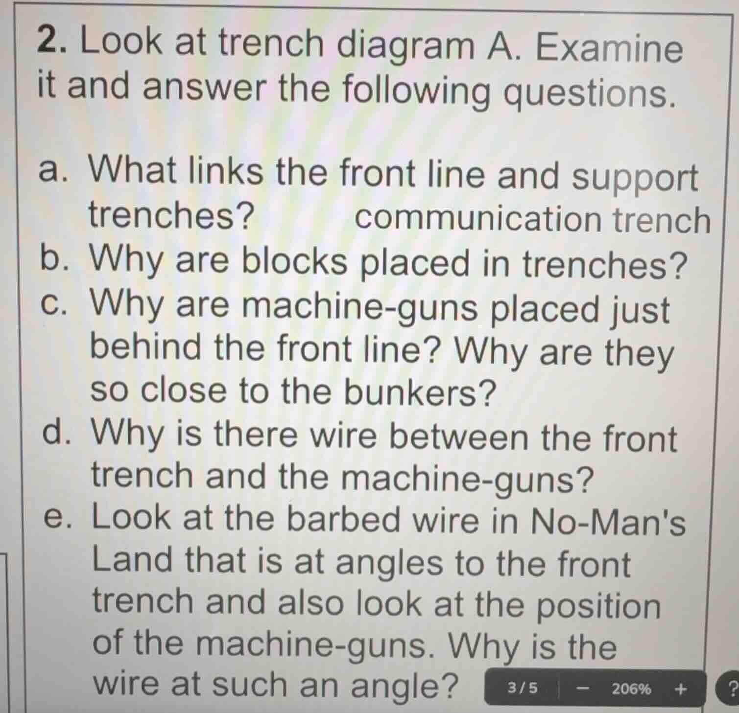 2. look at trench diagram a. examine it and answer the following questi…
