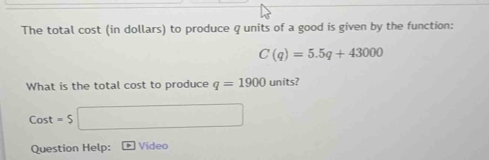the total cost (in dollars) to produce q units of a good is given by th…