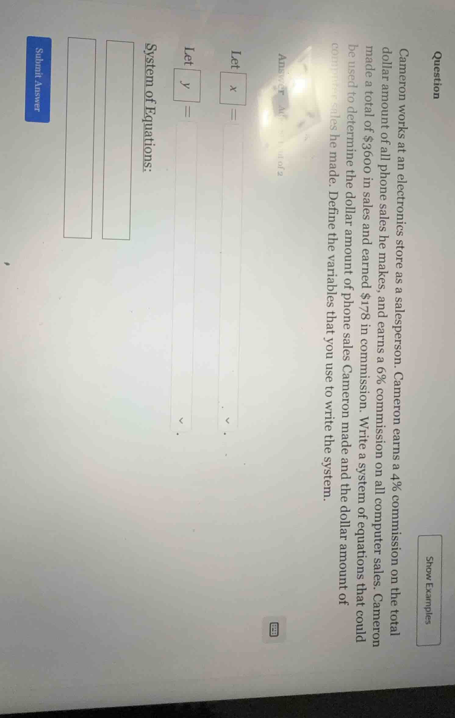 question cameron works at an electronics store as a salesperson. camero…