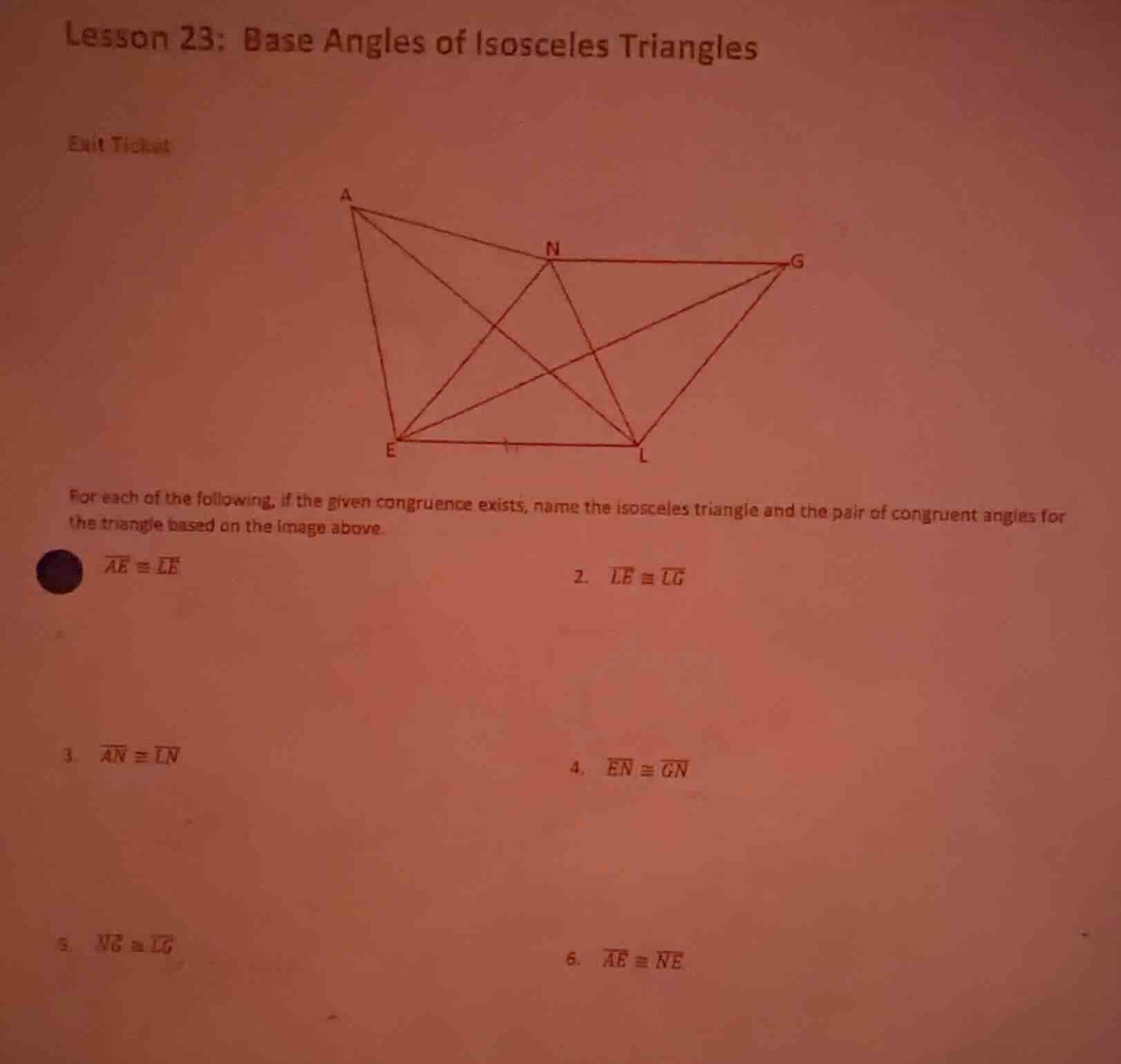 lesson 23: base angles of isosceles triangles exit ticket for each of t…