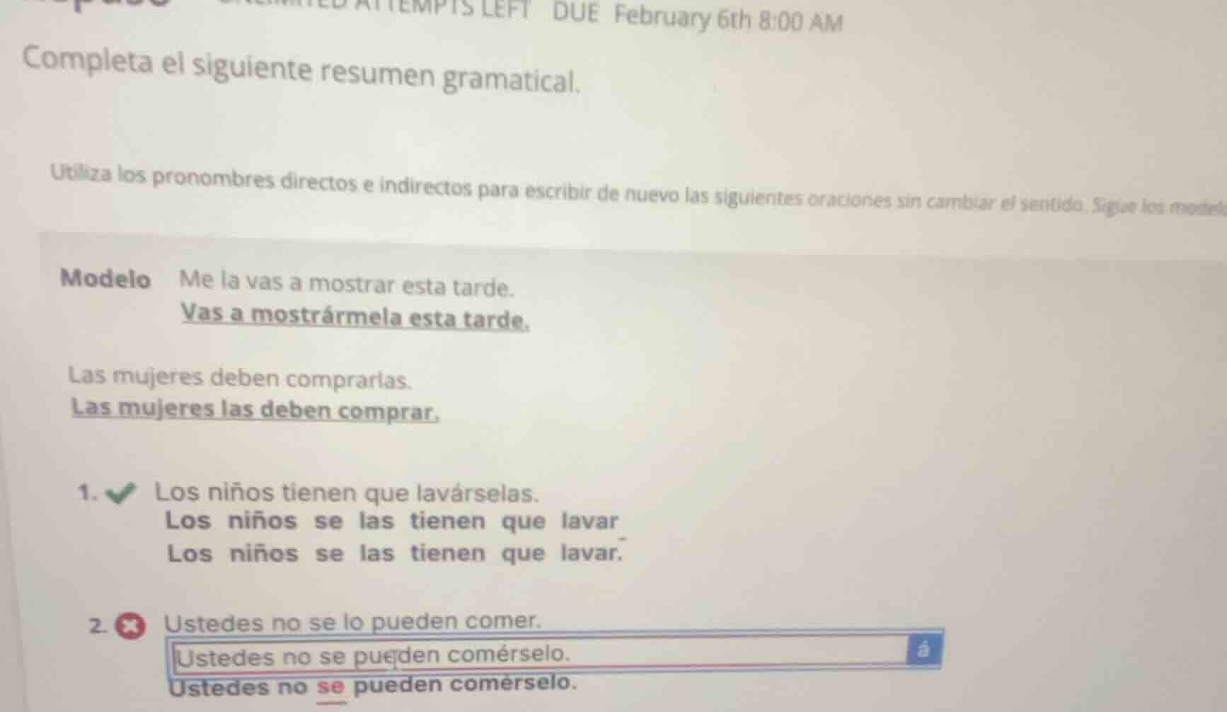 attempts left due february 6th 8:00 am completa el siguiente resumen gr…