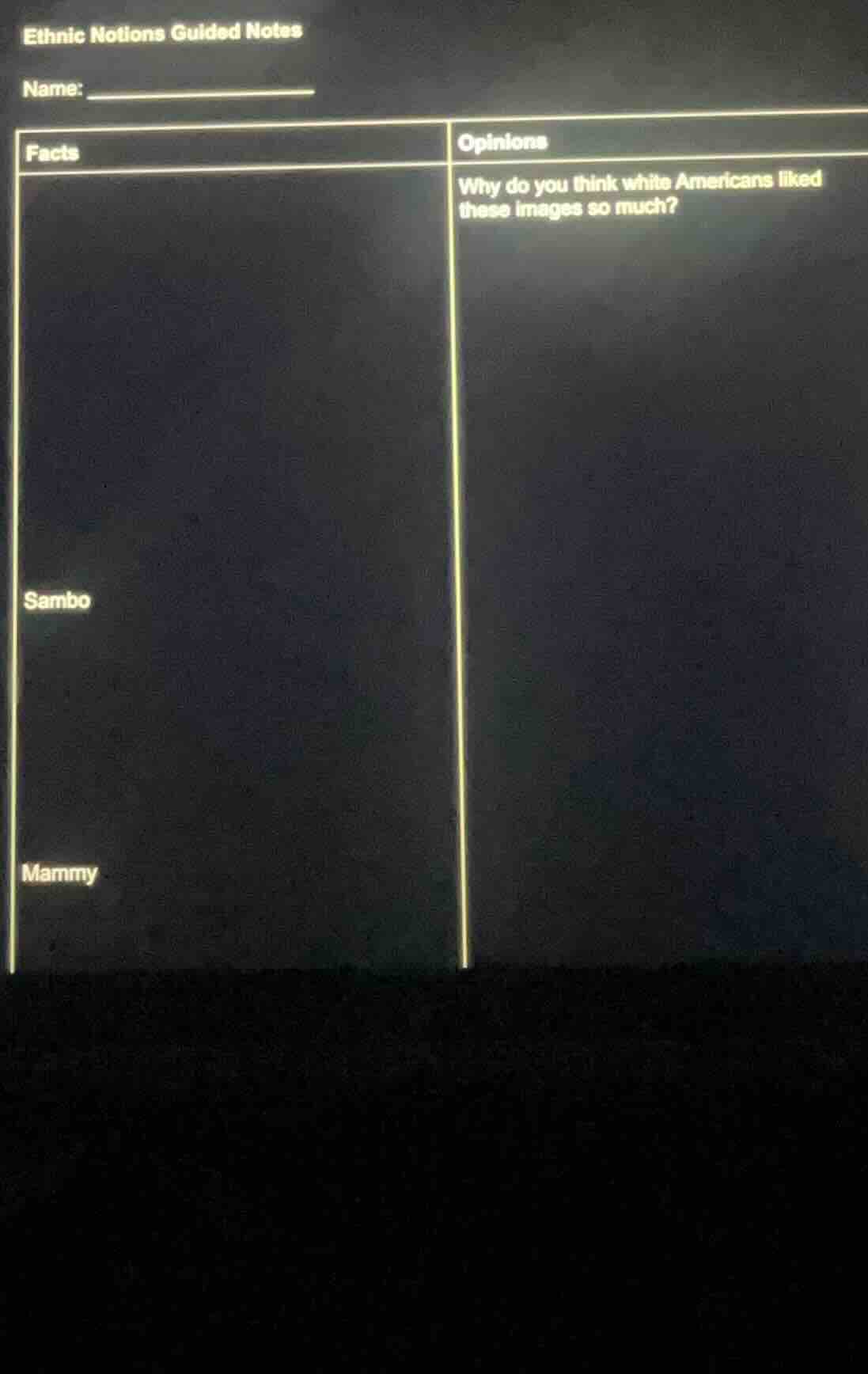 ethnic notions guided notes name: facts\topinions \twhy do you think wh…