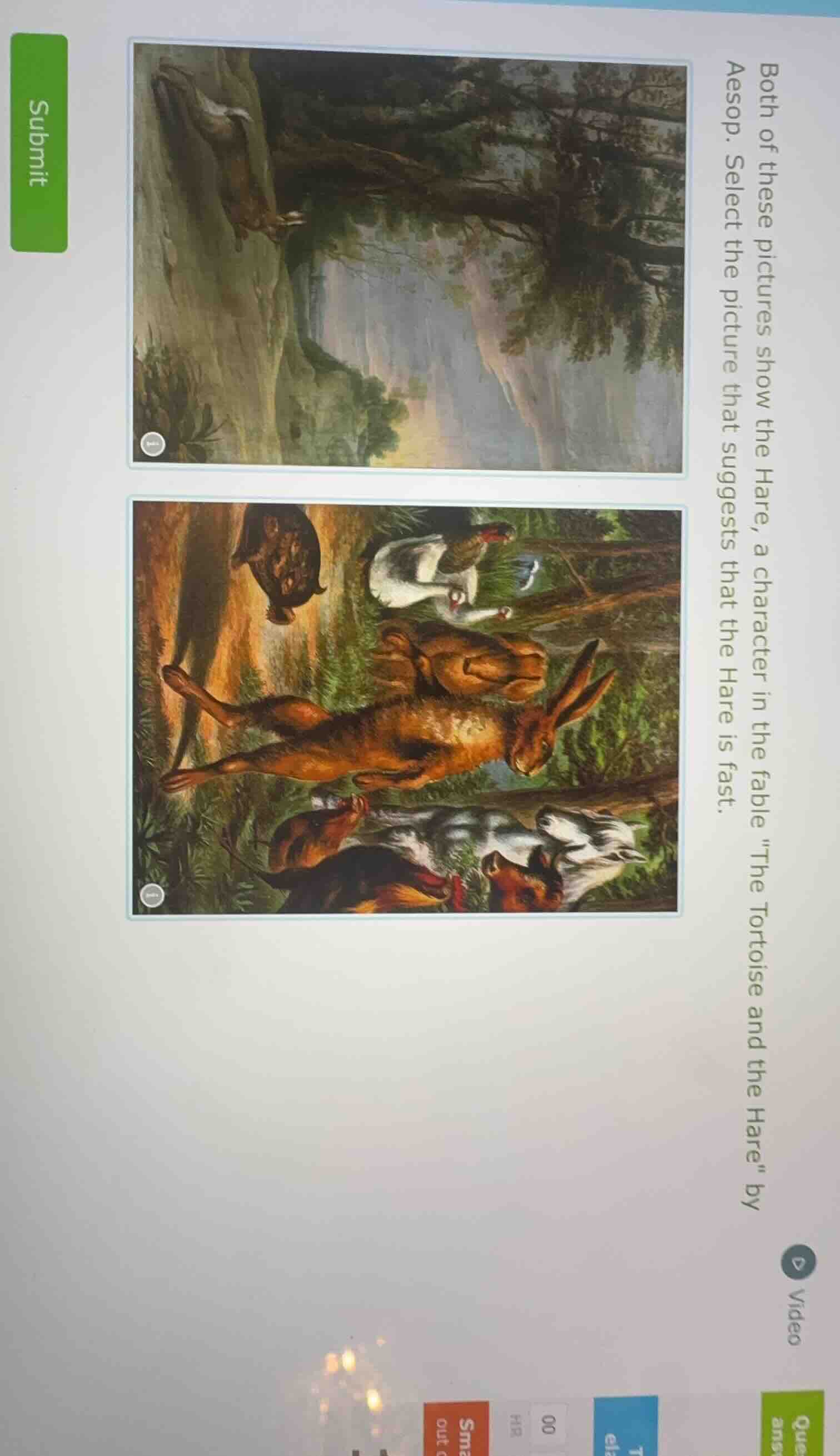 both of these pictures show the hare, a character in the fable \the tor…