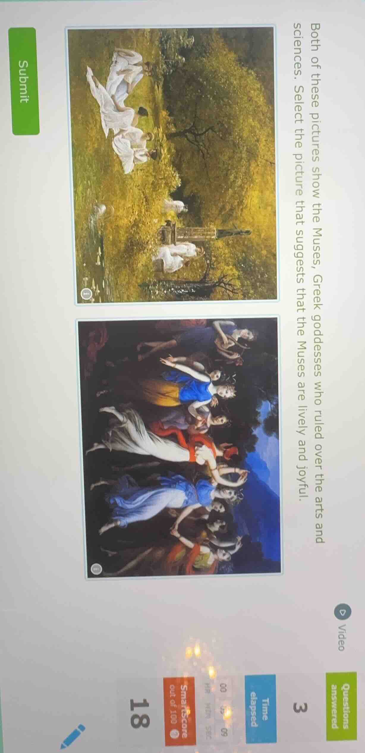 both of these pictures show the muses, greek goddesses who ruled over t…