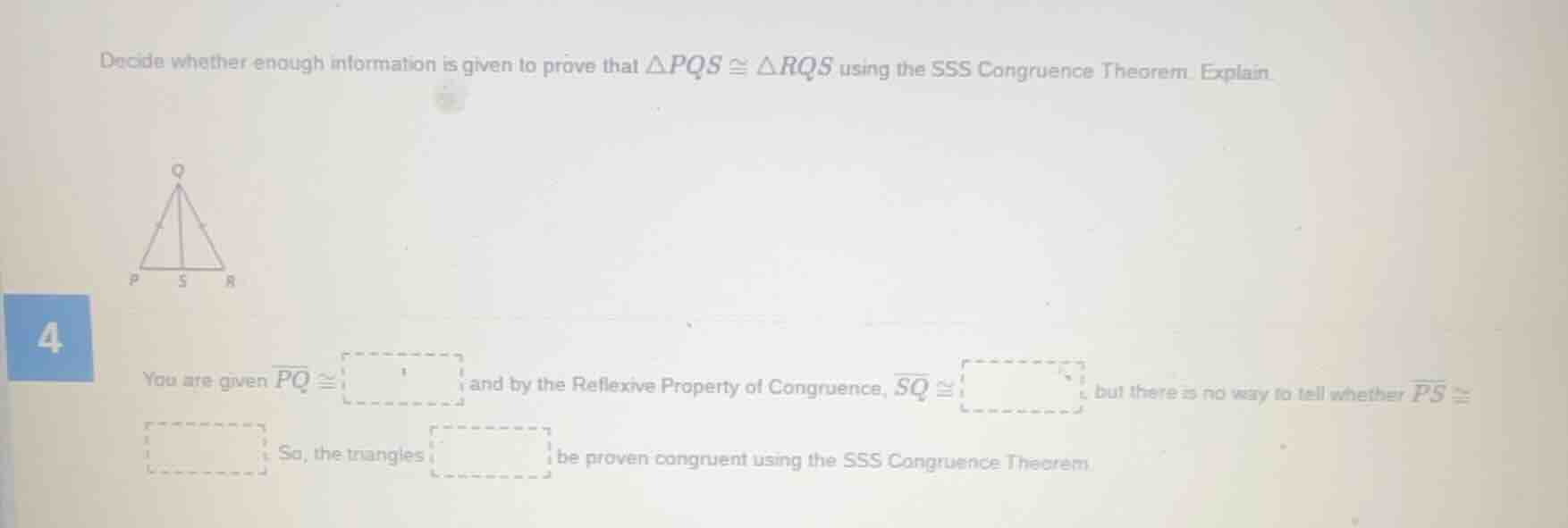 decide whether enough information is given to prove that $\\triangle pq…