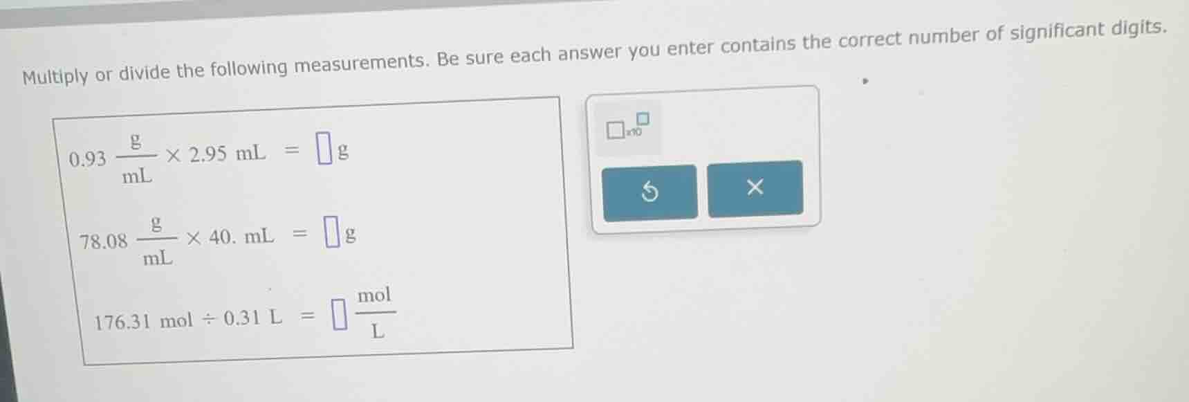 multiply or divide the following measurements. be sure each answer you …