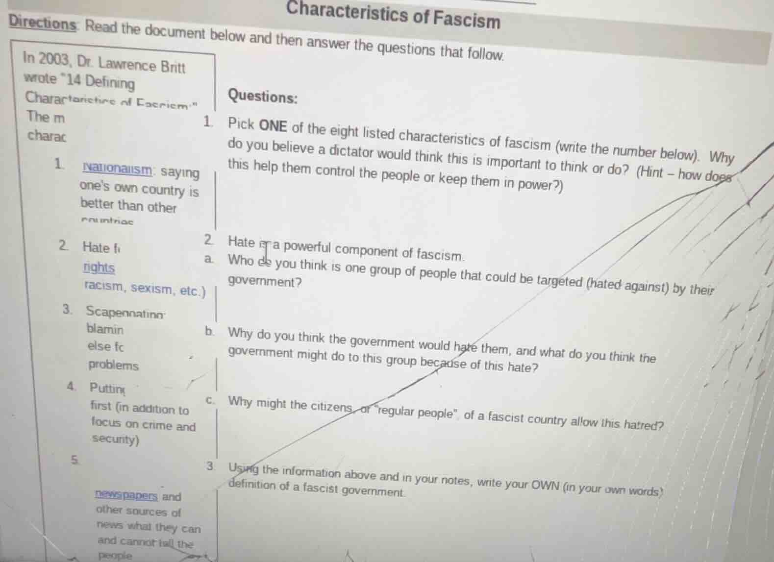 characteristics of fascism directions: read the document below and then…