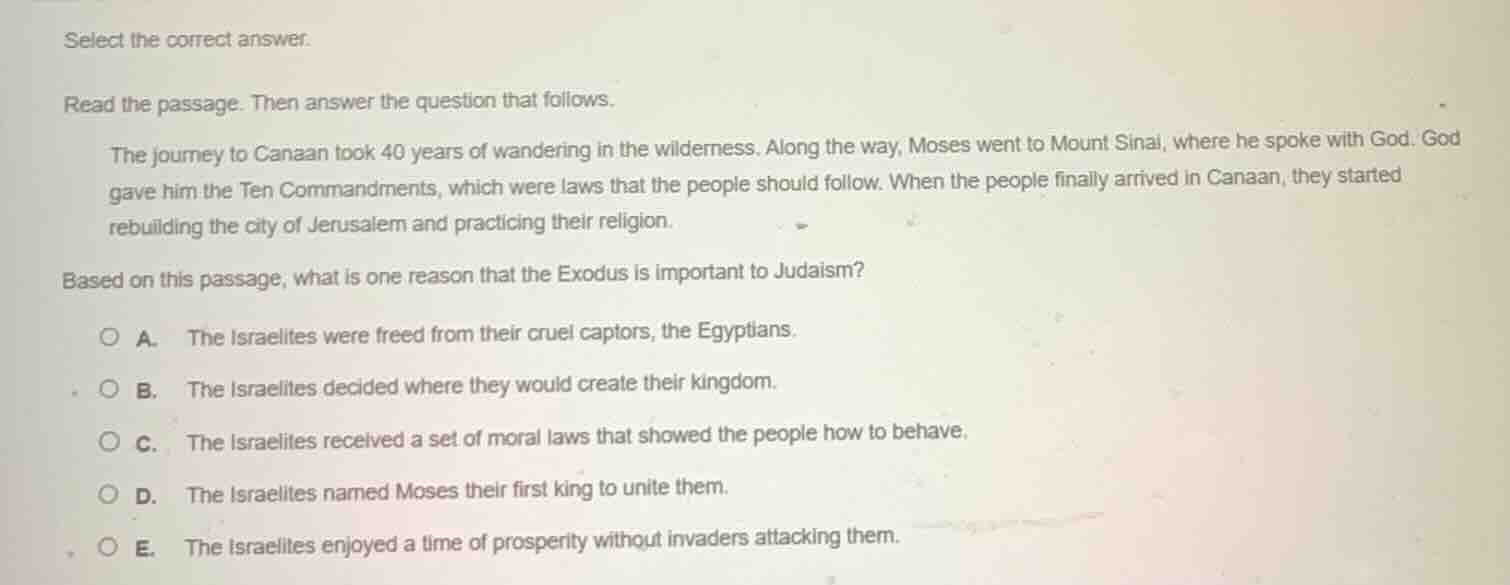 select the correct answer. read the passage. then answer the question t…