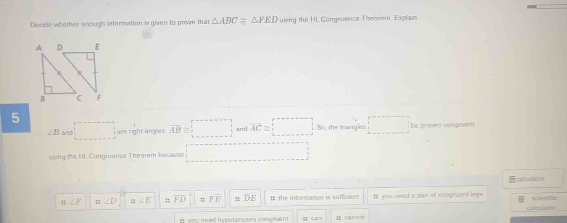decide whether enough information is given to prove that $\\triangle ab…