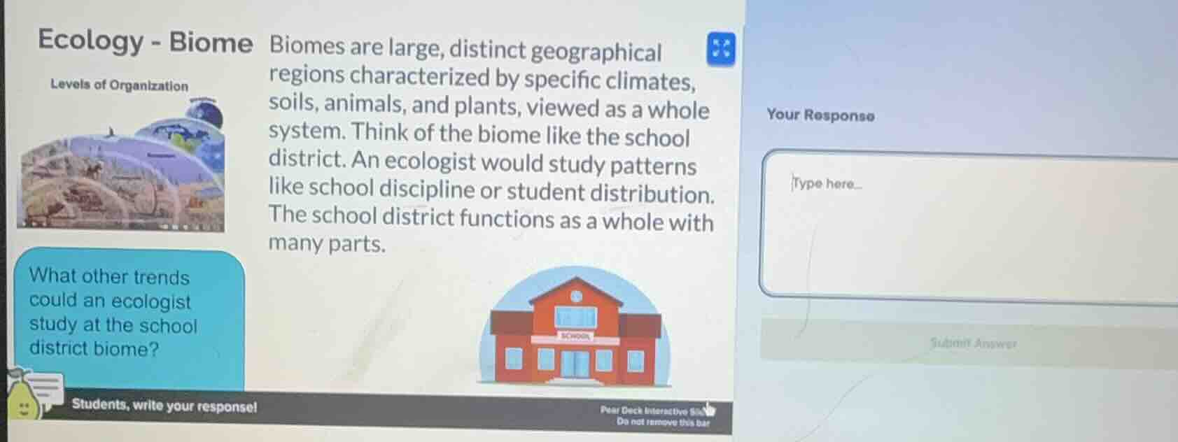 ecology - biome levels of organization biomes are large, distinct geogr…