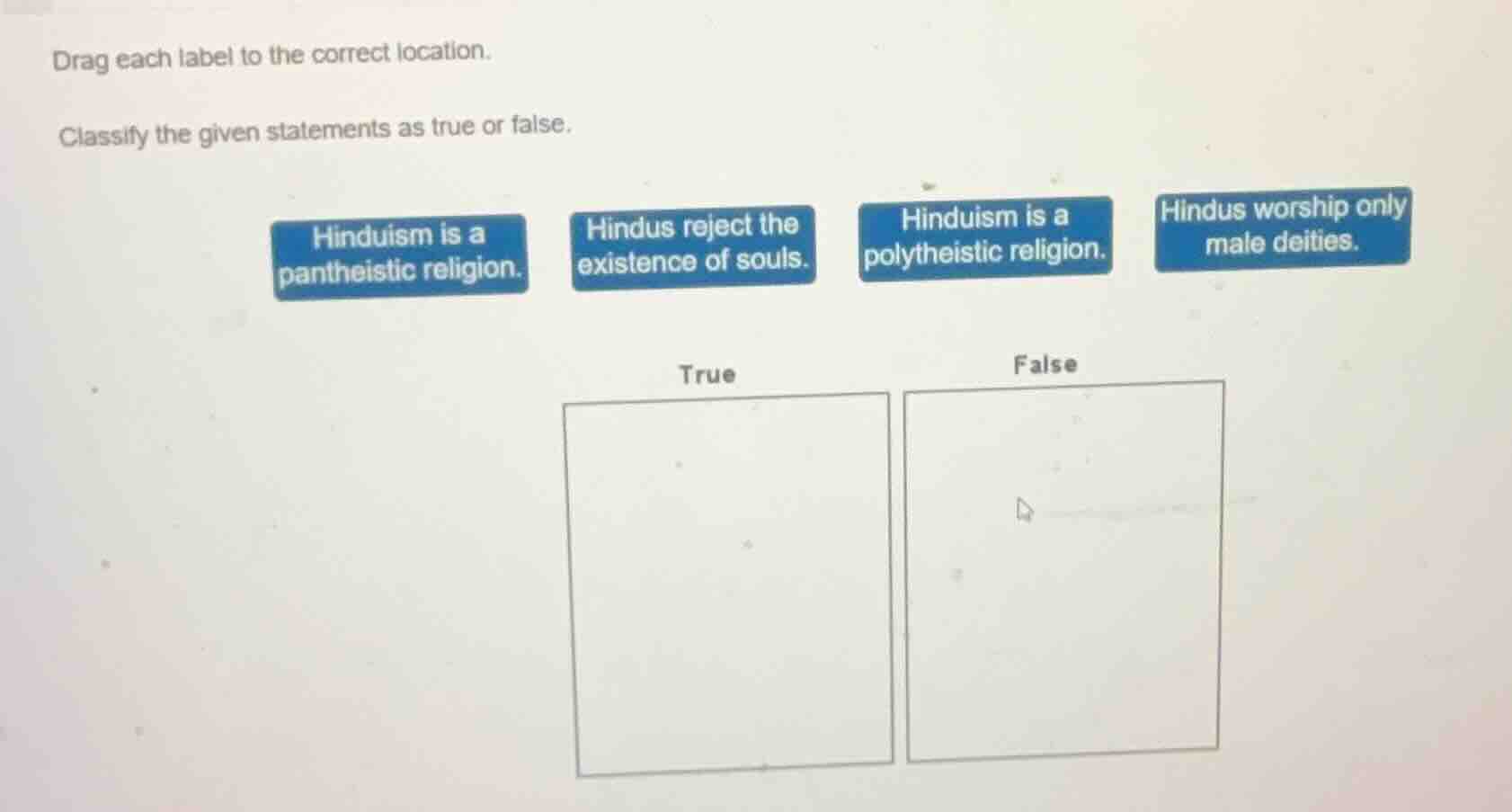 drag each label to the correct location. classify the given statements …