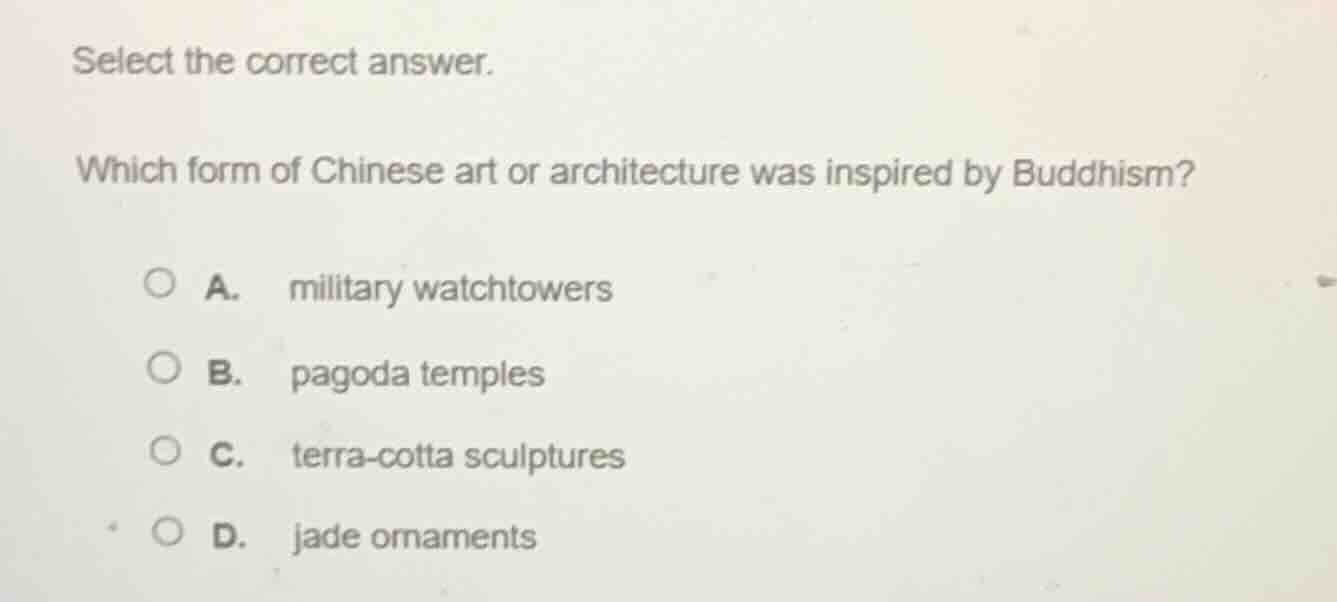 select the correct answer. which form of chinese art or architecture wa…