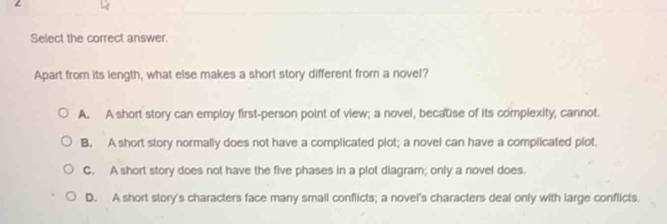 select the correct answer. apart from its length, what else makes a sho…