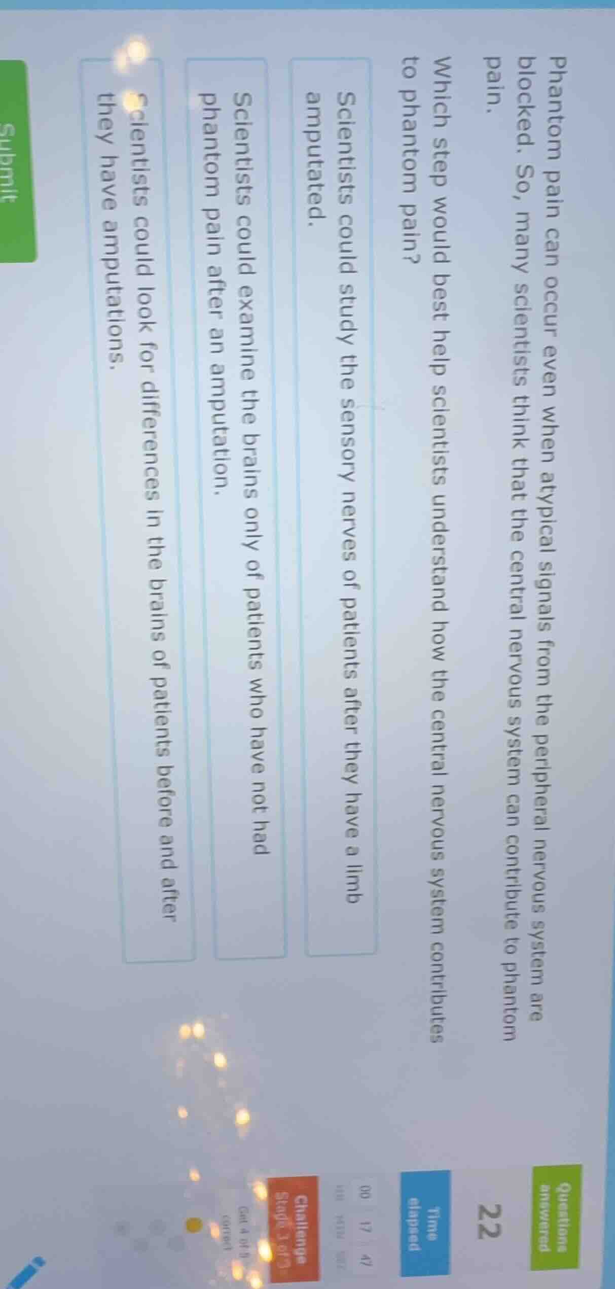 phantom pain can occur even when atypical signals from the peripheral n…