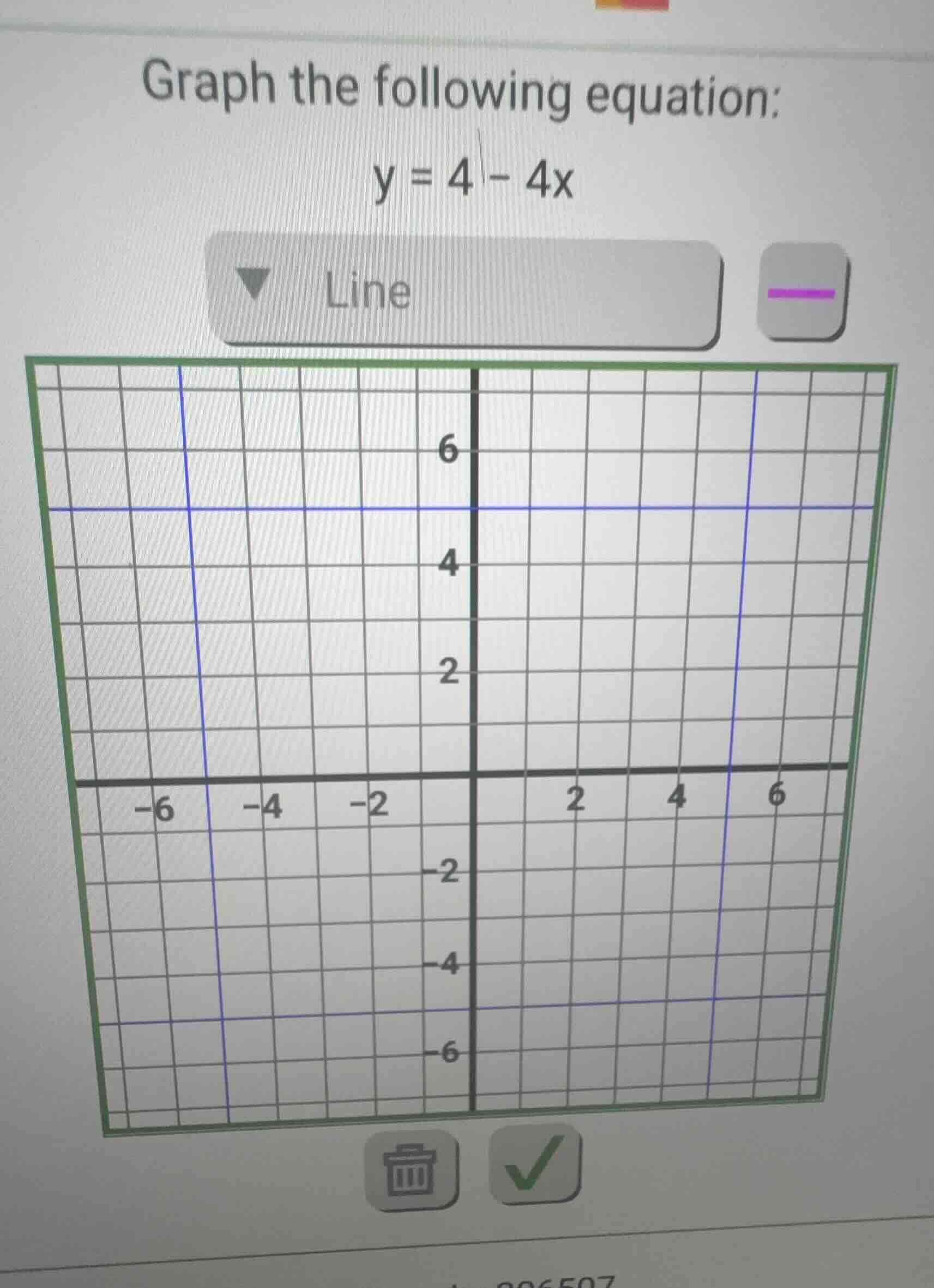 graph the following equation: y = 4 - 4x