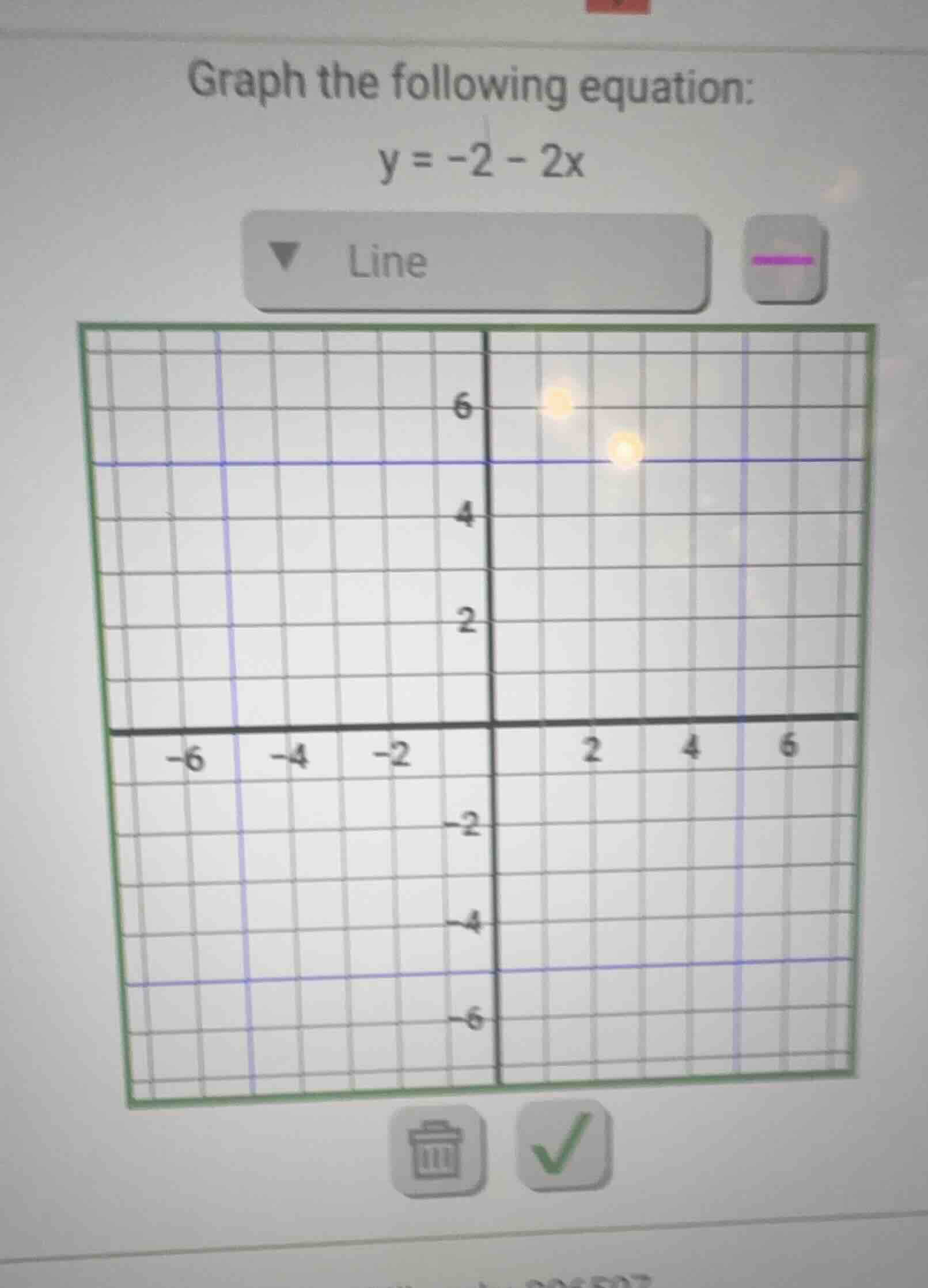 graph the following equation: y = -2 - 2x