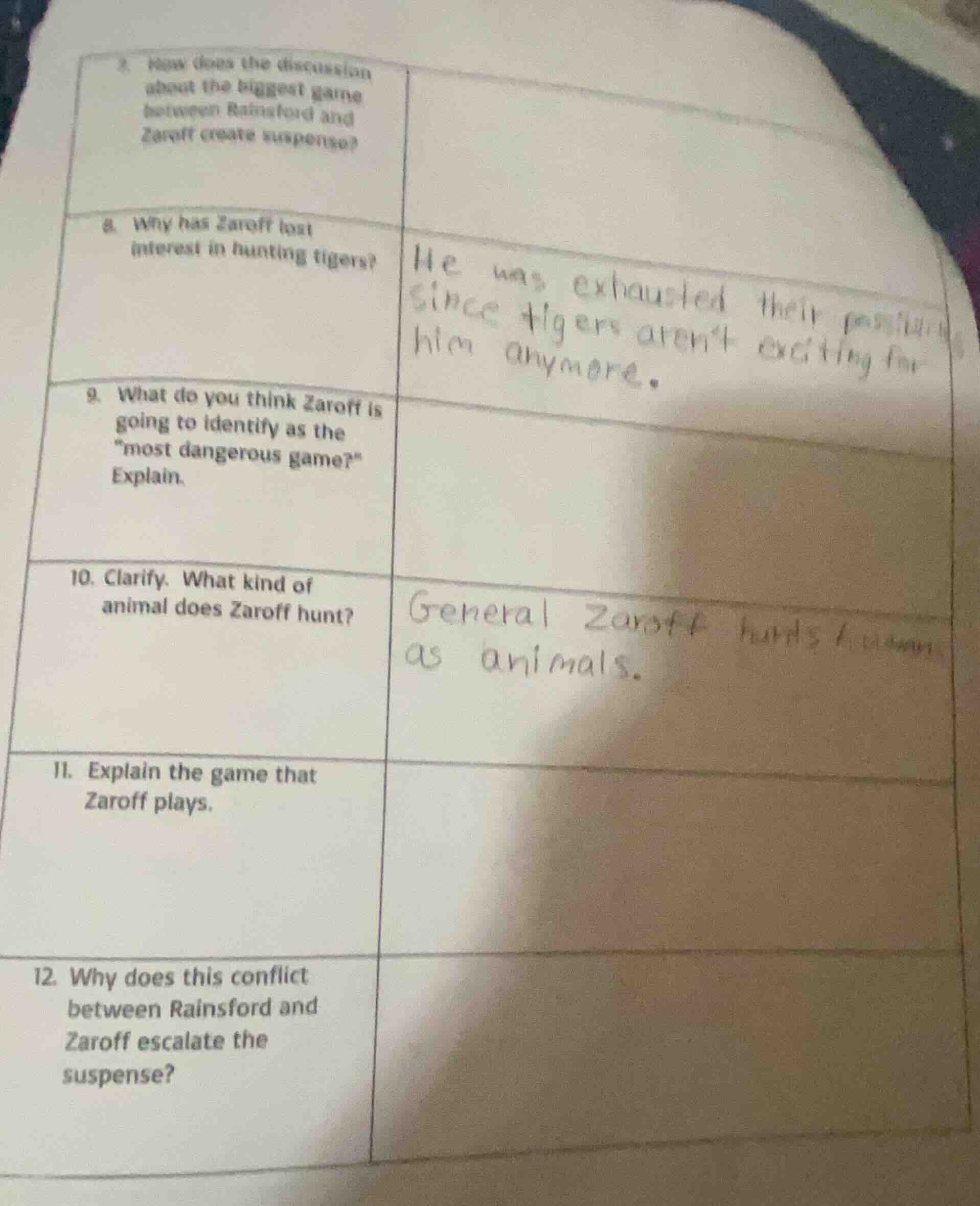 7. how does the discussion about the biggest game between rainsford and…