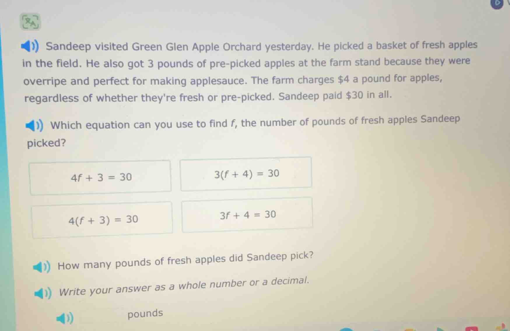 sandeep visited green glen apple orchard yesterday. he picked a basket …