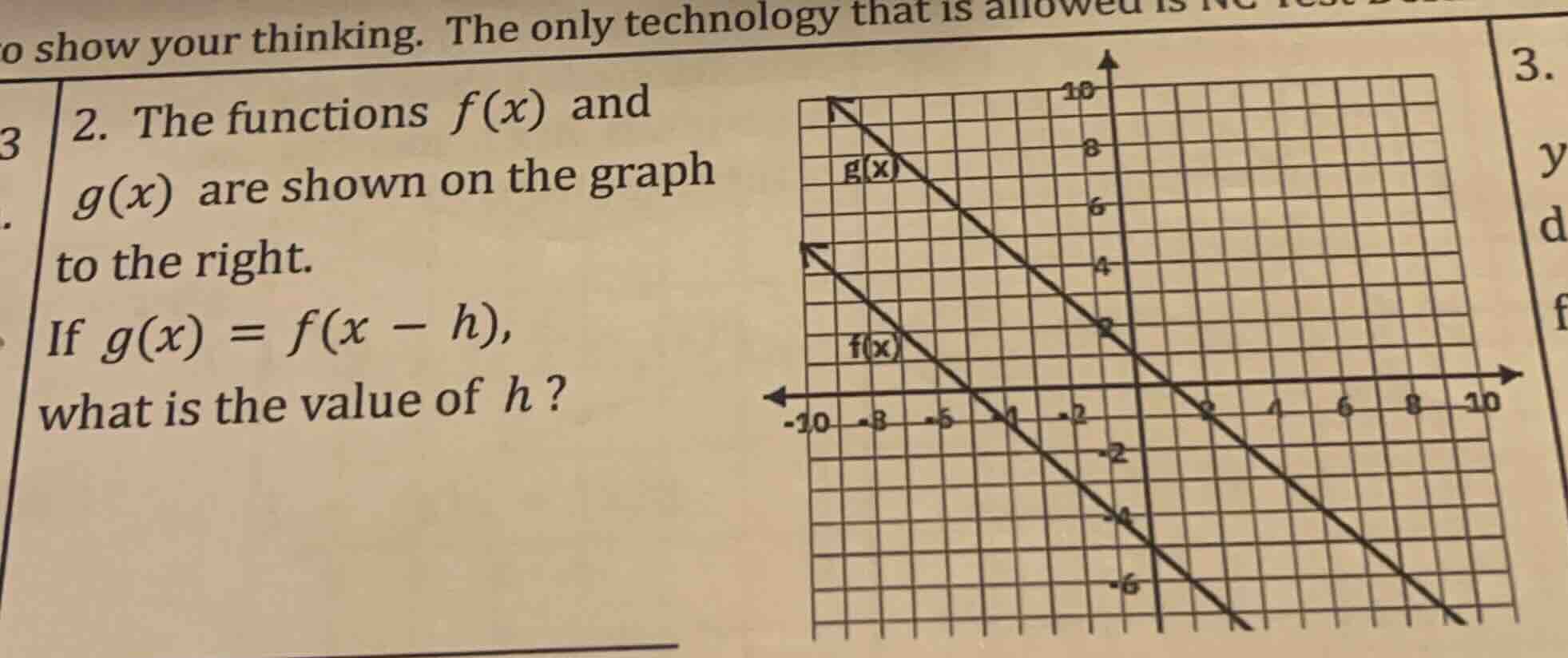 2. the functions $f(x)$ and $g(x)$ are shown on the graph to the right.…
