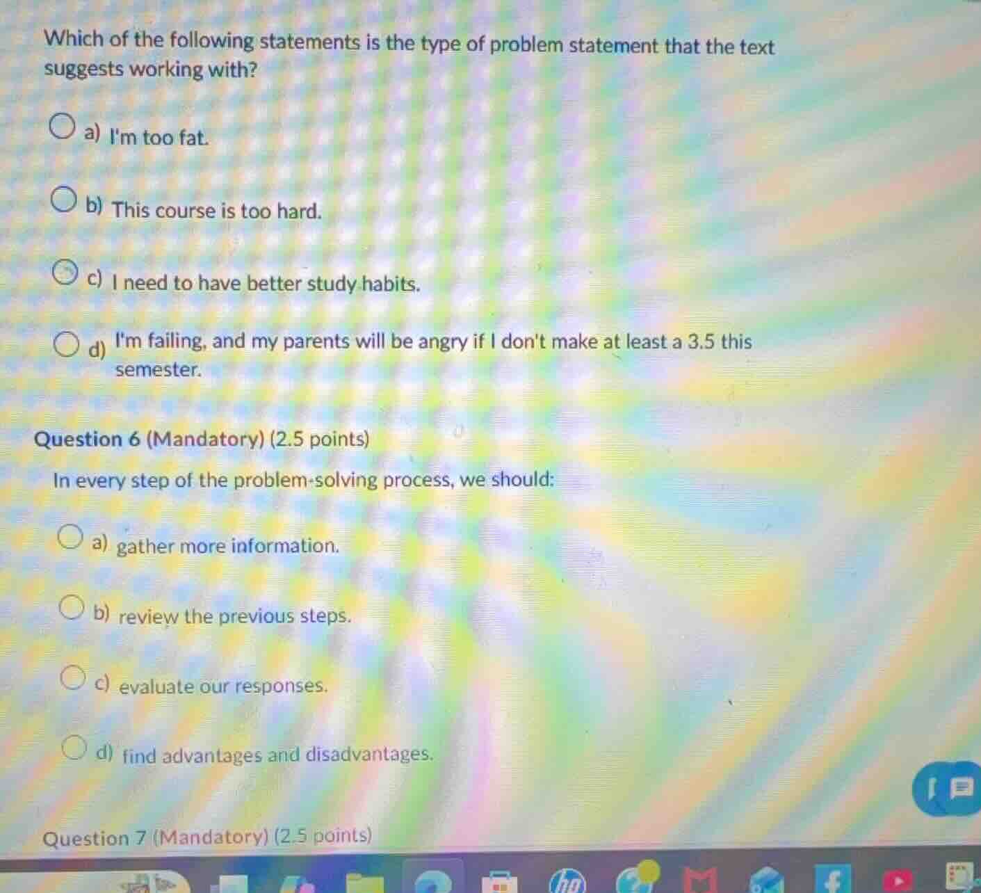 which of the following statements is the type of problem statement that…