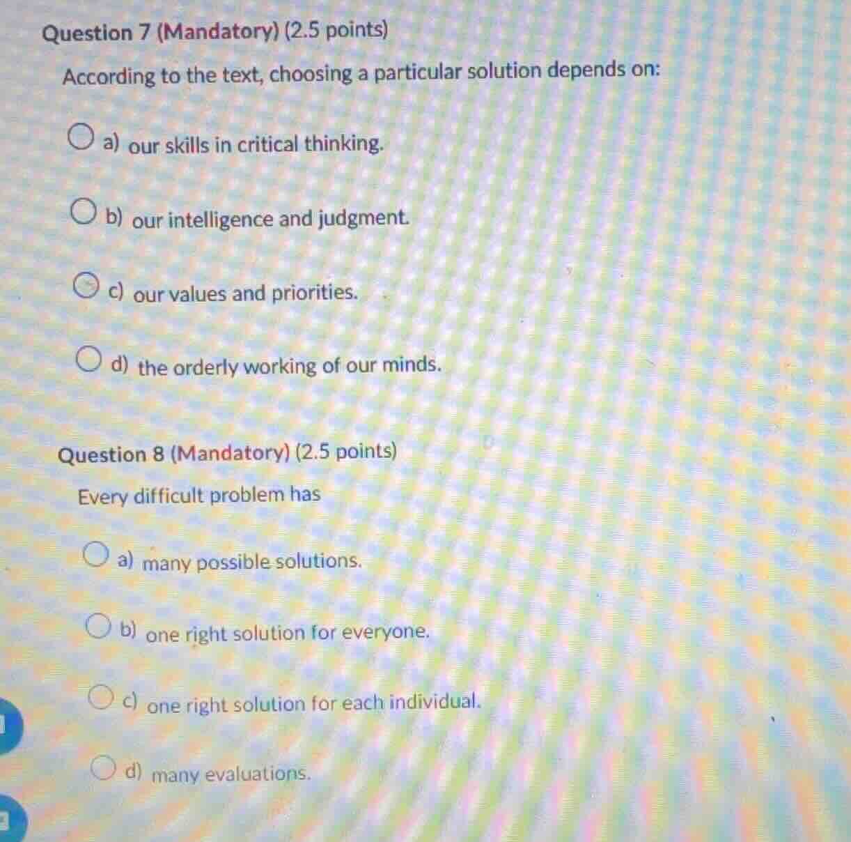 question 7 (mandatory) (2.5 points) according to the text, choosing a p…