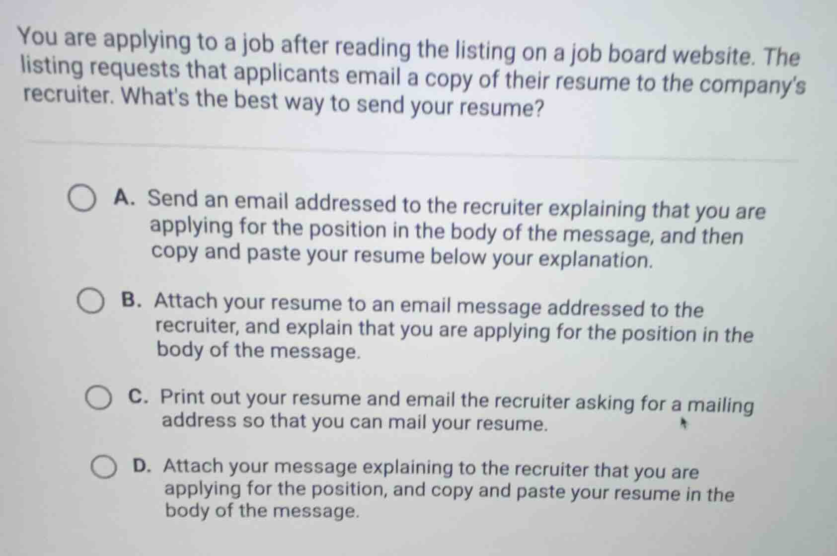 you are applying to a job after reading the listing on a job board webs…