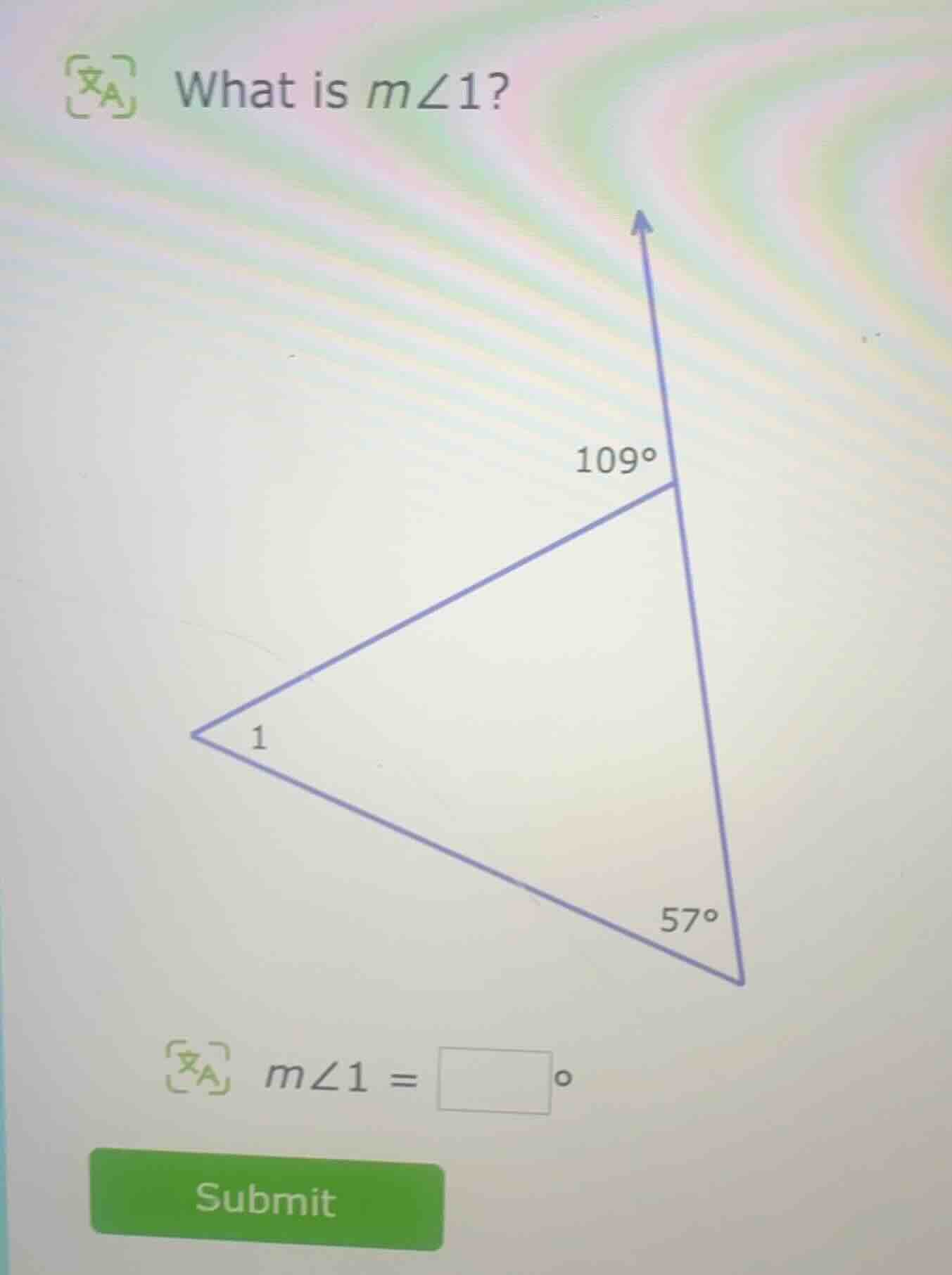 what is ( mangle 1 )? ( 109^circ ) ( 57^circ ) ( mangle 1 = square^circ…