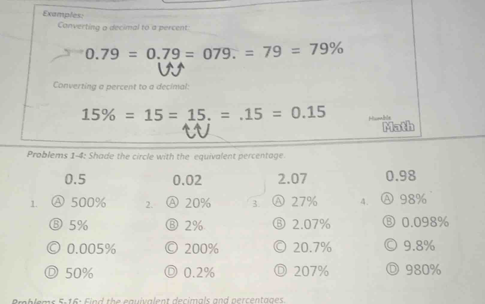 examples: converting a decimal to a percent: 0.79 = 0.79 = 079. = 79 = …