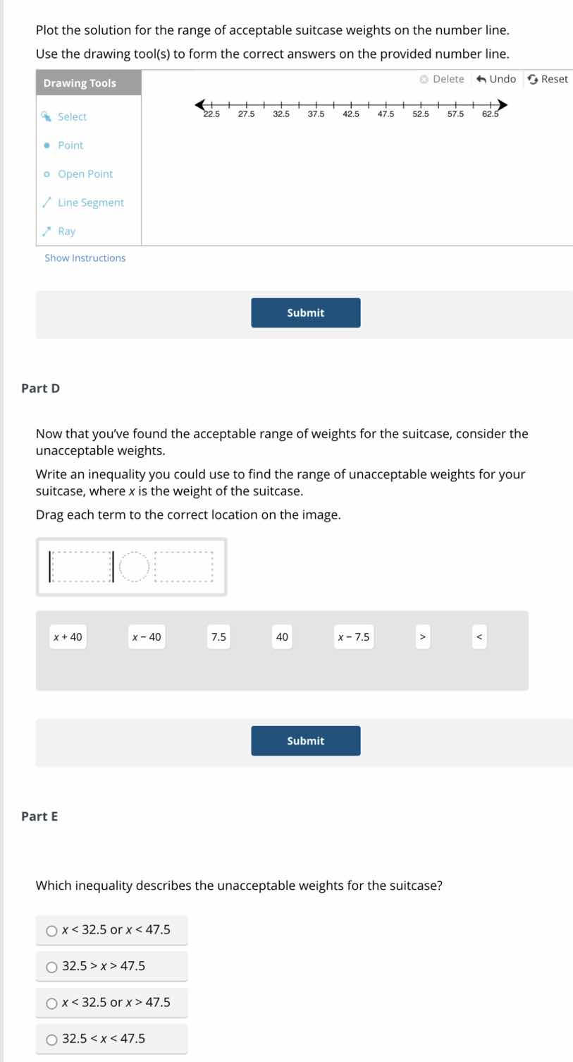 plot the solution for the range of acceptable suitcase weights on the n…