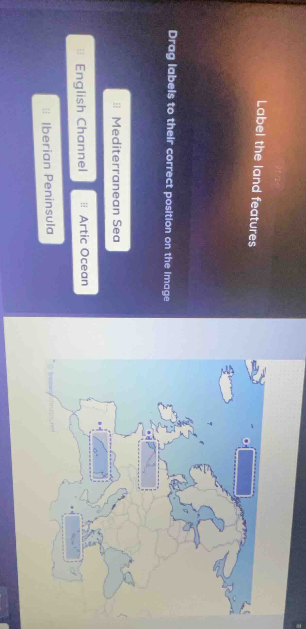 label the land features drag labels to their correct position on the im…