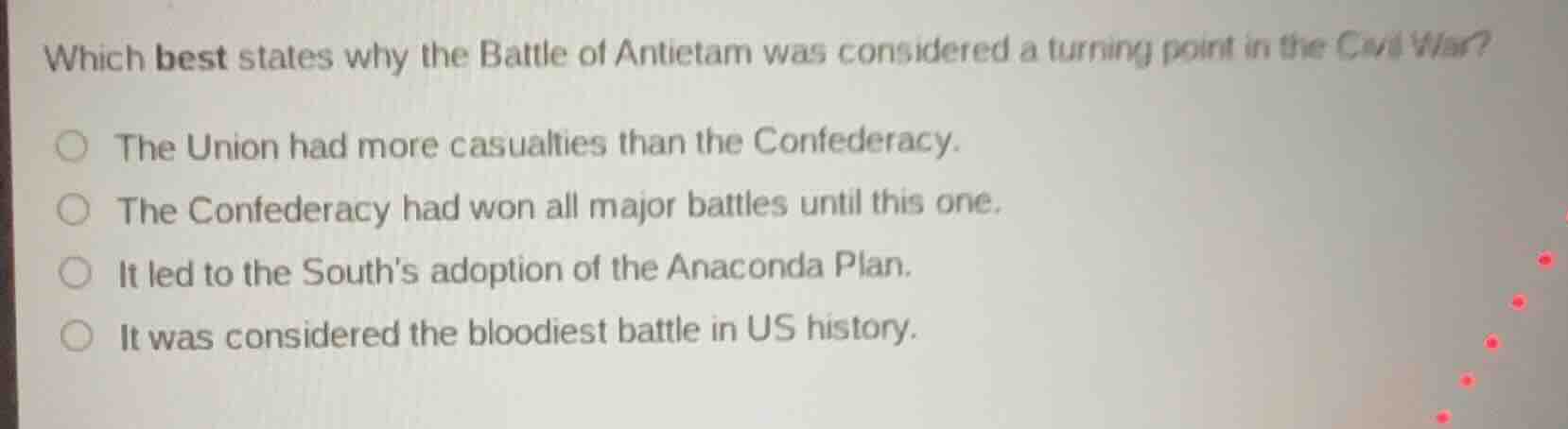 which best states why the battle of antietam was considered a turning p…