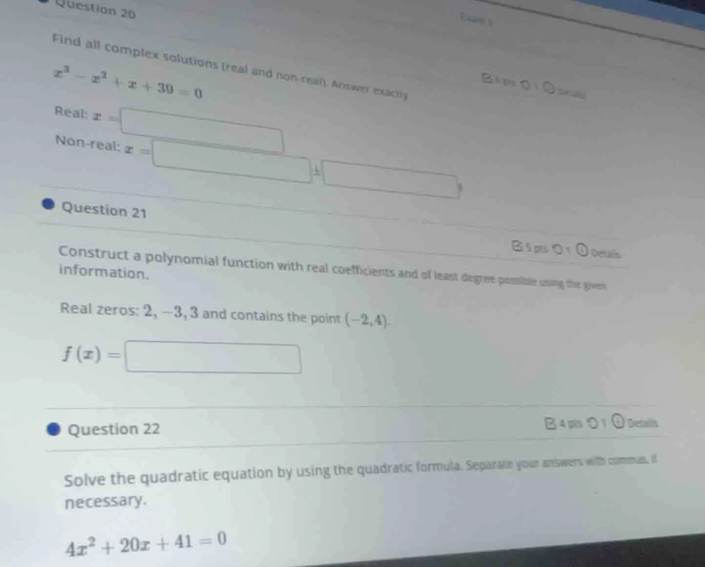 question 20 find all complex solutions (real and non - real). answer ex…