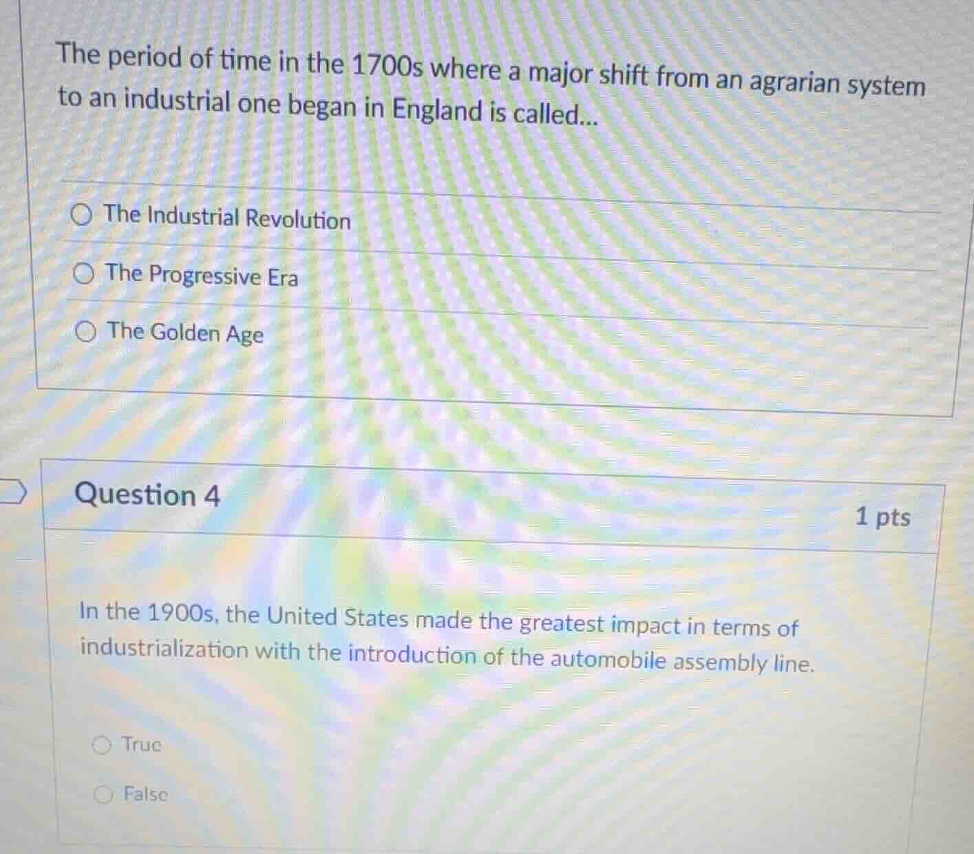the period of time in the 1700s where a major shift from an agrarian sy…